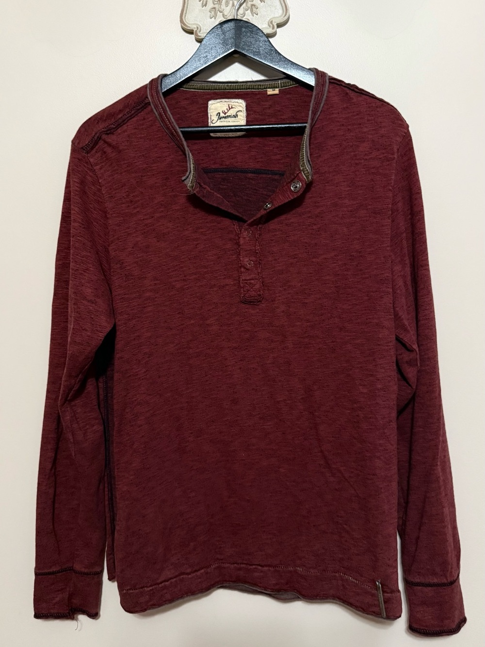 Jeremiah Men's Long-Sleeve Henley Sz M